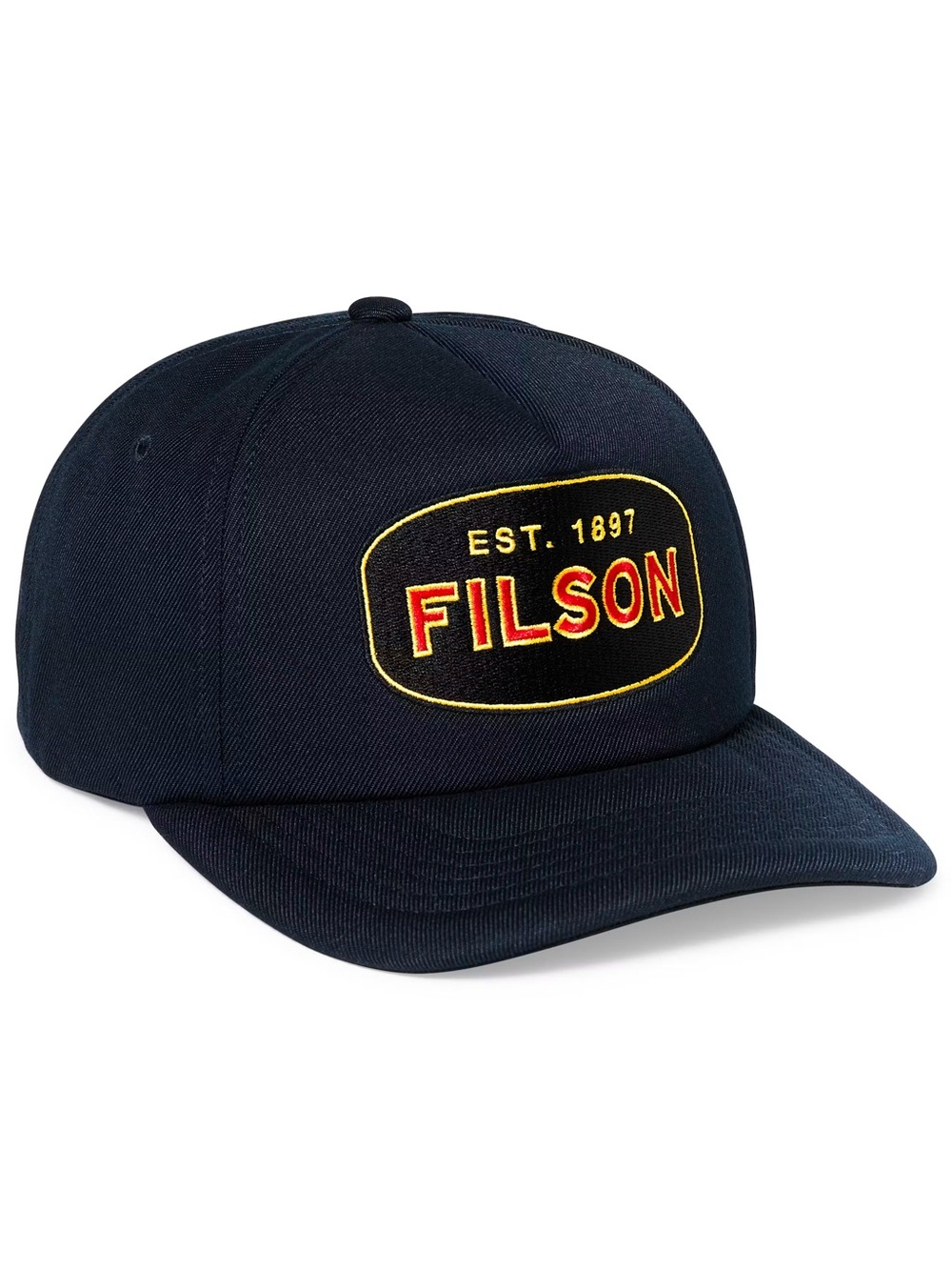 Filson Harvester SnapBack Cap Navy Blue Embroidered Patch EUC